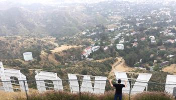 Taking in the view from above the Hollywood sign.
